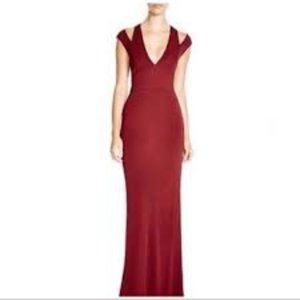 ABS by Allen Schwartz Size 3x Burgundy Full Length V-Neck Cocktail Dress